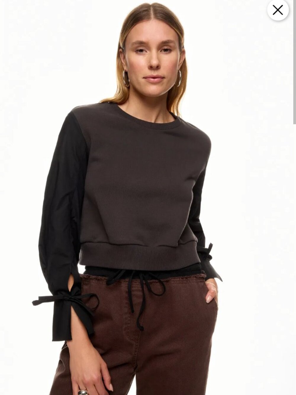 3.1 Phillip Lim French Terry Sweatshirt with Poplin Sleeves Size 10